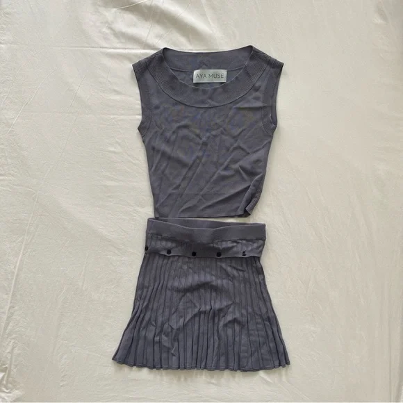 Aya Muse Dresses | Nwt Aya Muse Onyx Set (Skirt And Top) In Slate Blue | Color: Blue | Size: S | Rhakatie's Closet
